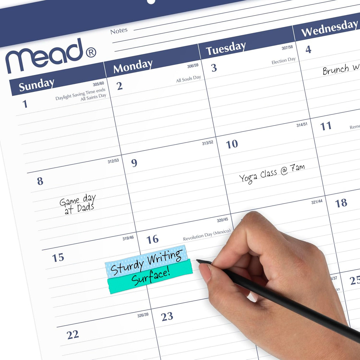 Mead 2027 Desk Pad Calendar, Monthly Desk Wall Planner, 15-Month Oct-Dec