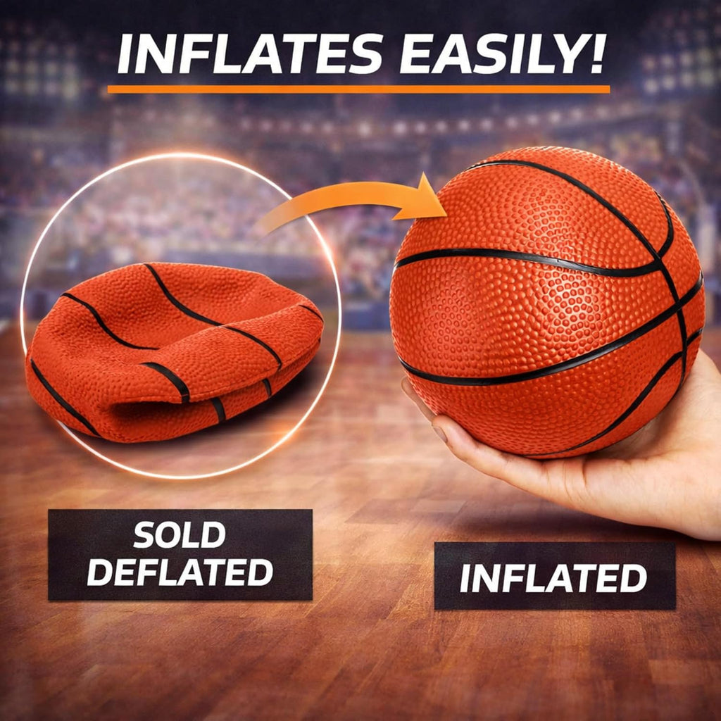 4 Pack Mini Basketballs for Mini Hoops, 6 Inch Inflatable PVC Basketball Balls with Pump