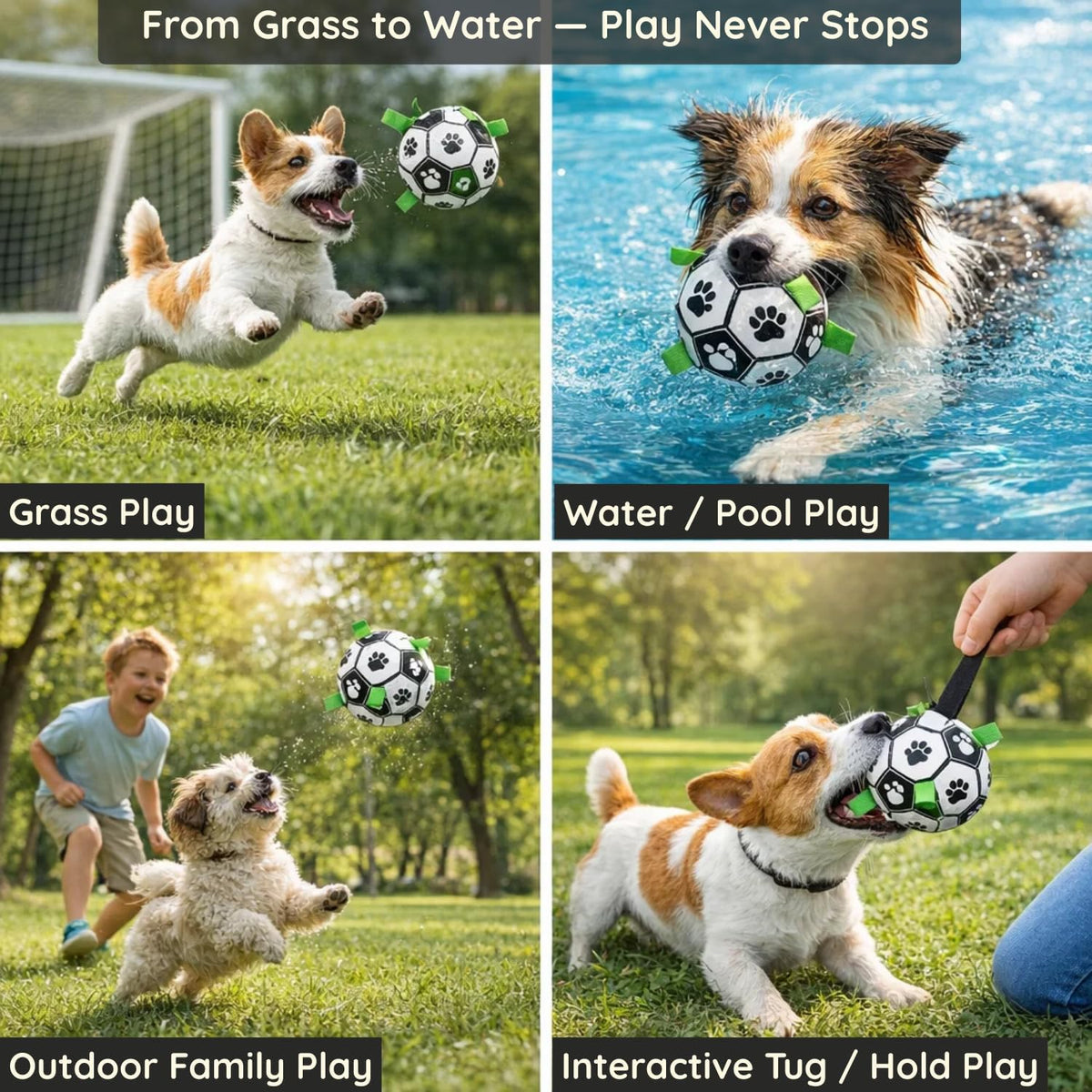 6 Inch Dog Soccer Ball with Straps, Herding Balls, Toy for Tug