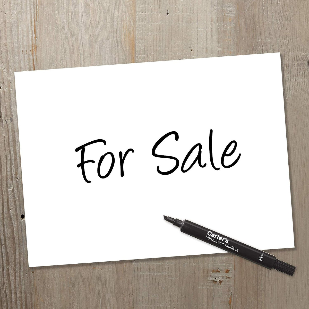 Carter's Permanent Markers, Chisel Tip, Large Desk-Style Size, 12 Black Markers (27178)