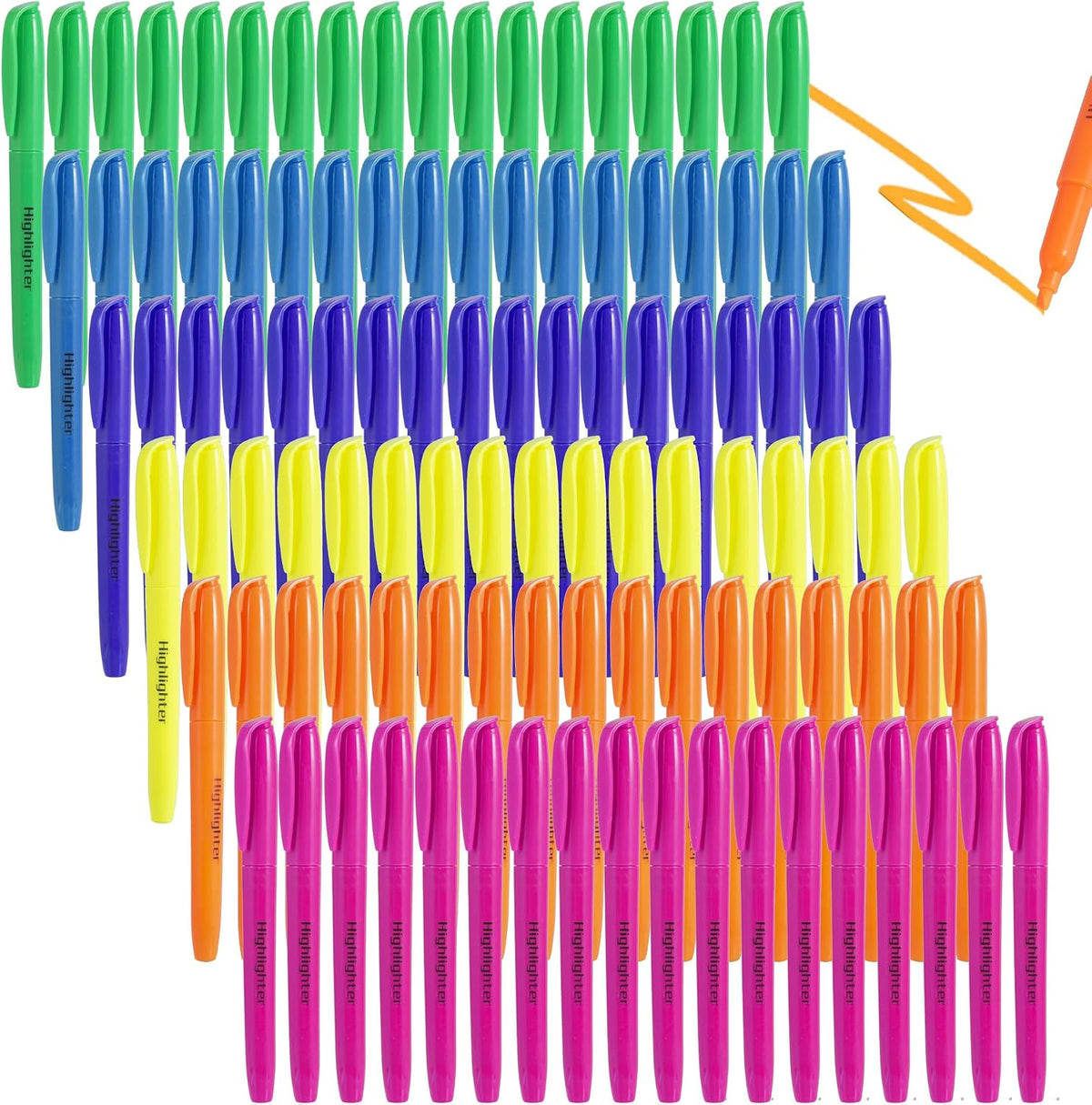108 Pack Highlighters Bulk, Chisel Tip Highlighter Pens Assorted Fluorescent Colors