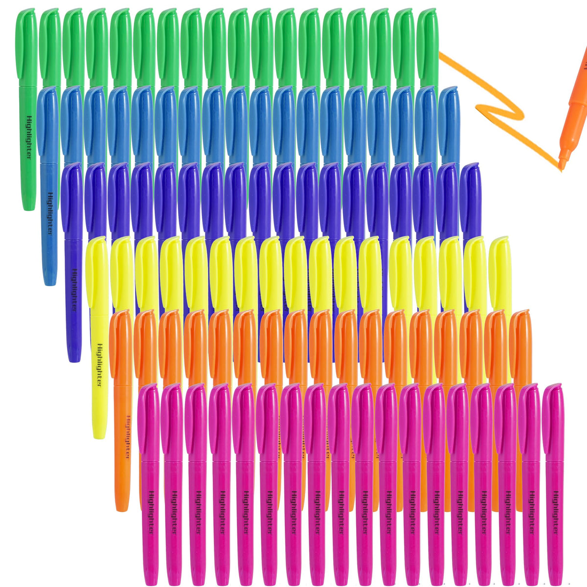 108 Pack Highlighters Bulk, Chisel Tip Highlighter Pens Assorted Fluorescent Colors