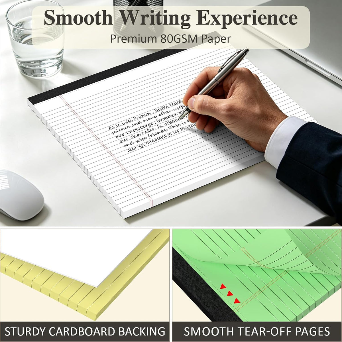 5 Pack 11x9.5 Horizontal Legal Pads, 30 Sheets Each, 5 Bright Colors