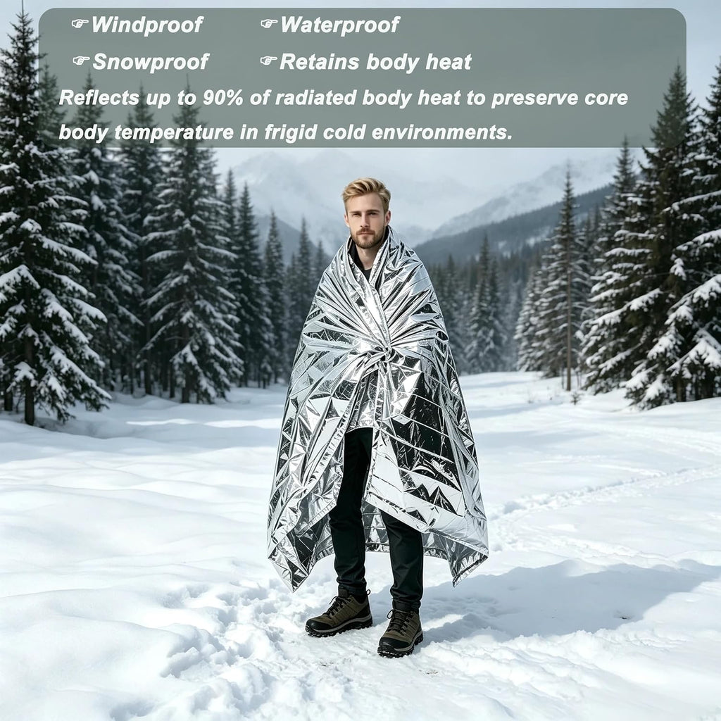 Emergency Blanket,Emergency Foil Blanket– 83" x 63" (210 x 160 cm) Survival Reflective