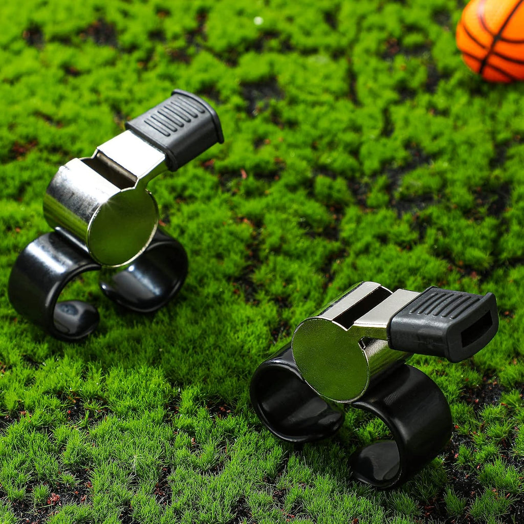 Kathfly 2 Pcs Hockey Referee Whistle Finger Grip, Metallic Loud Sports