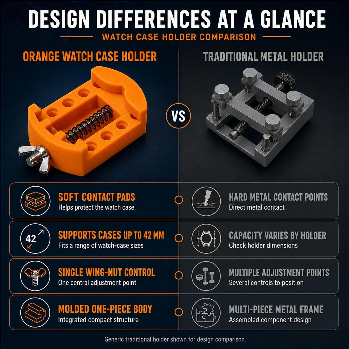 Adjustable Watch Case Holder for Battery Replacement and Repair
