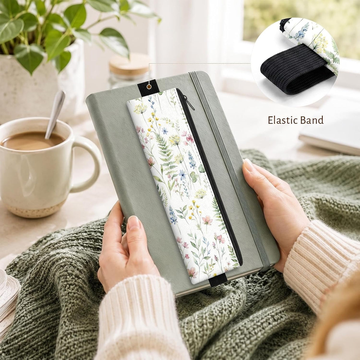 4 Pack Wildflower Floral Elastic Pen Holder for Notebooks