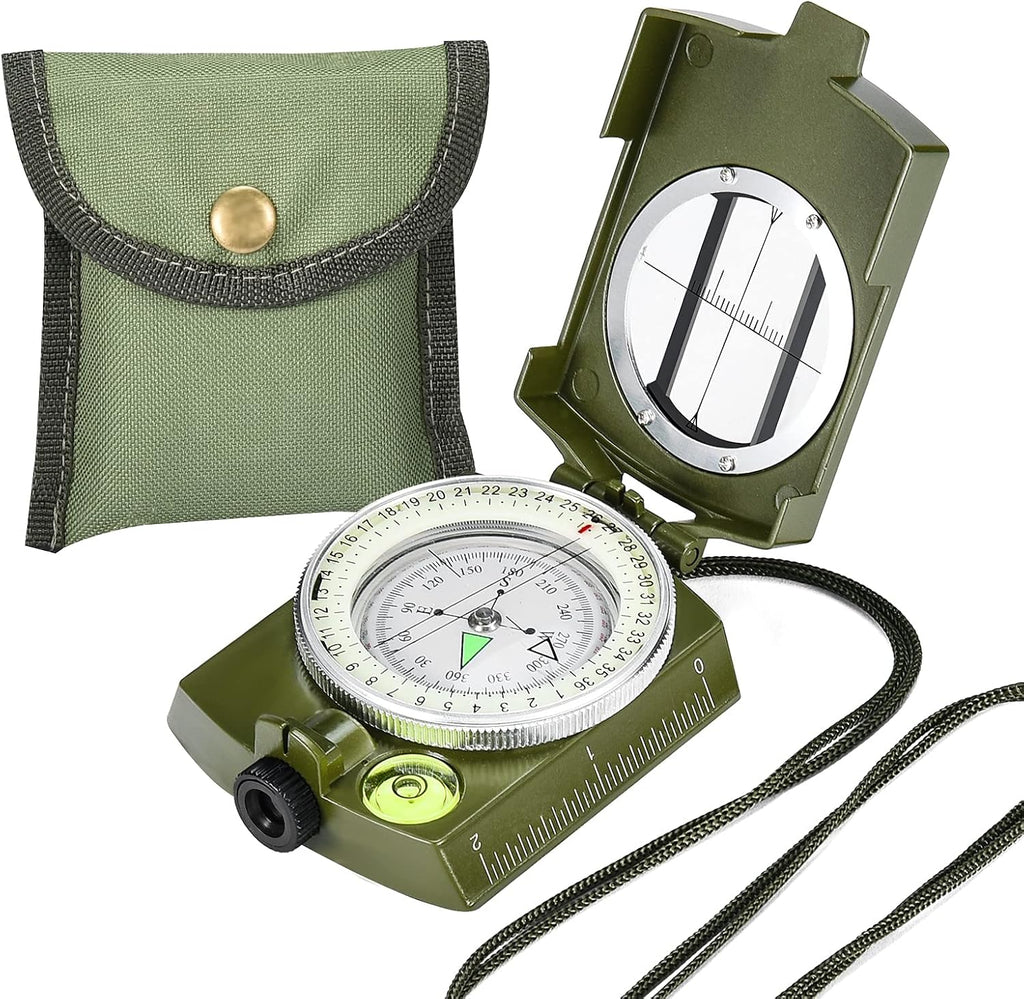 Military Lensatic Sighting Compass Survival with Carrying Bag, Compass for Hiking