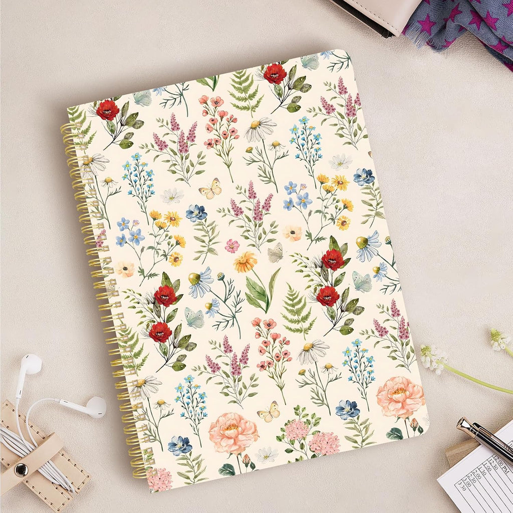 Cute Spiral Notebook 8.5 x 11 Graph Paper Journal A4, Plant Flower
