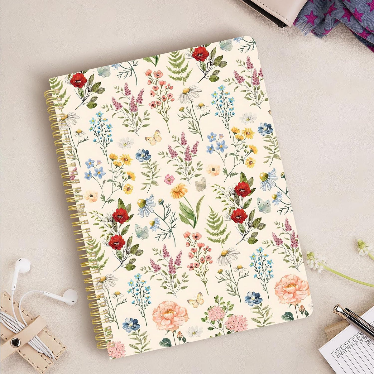 Cute Spiral Notebook 8.5 x 11 Graph Paper Journal A4, Plant Flower