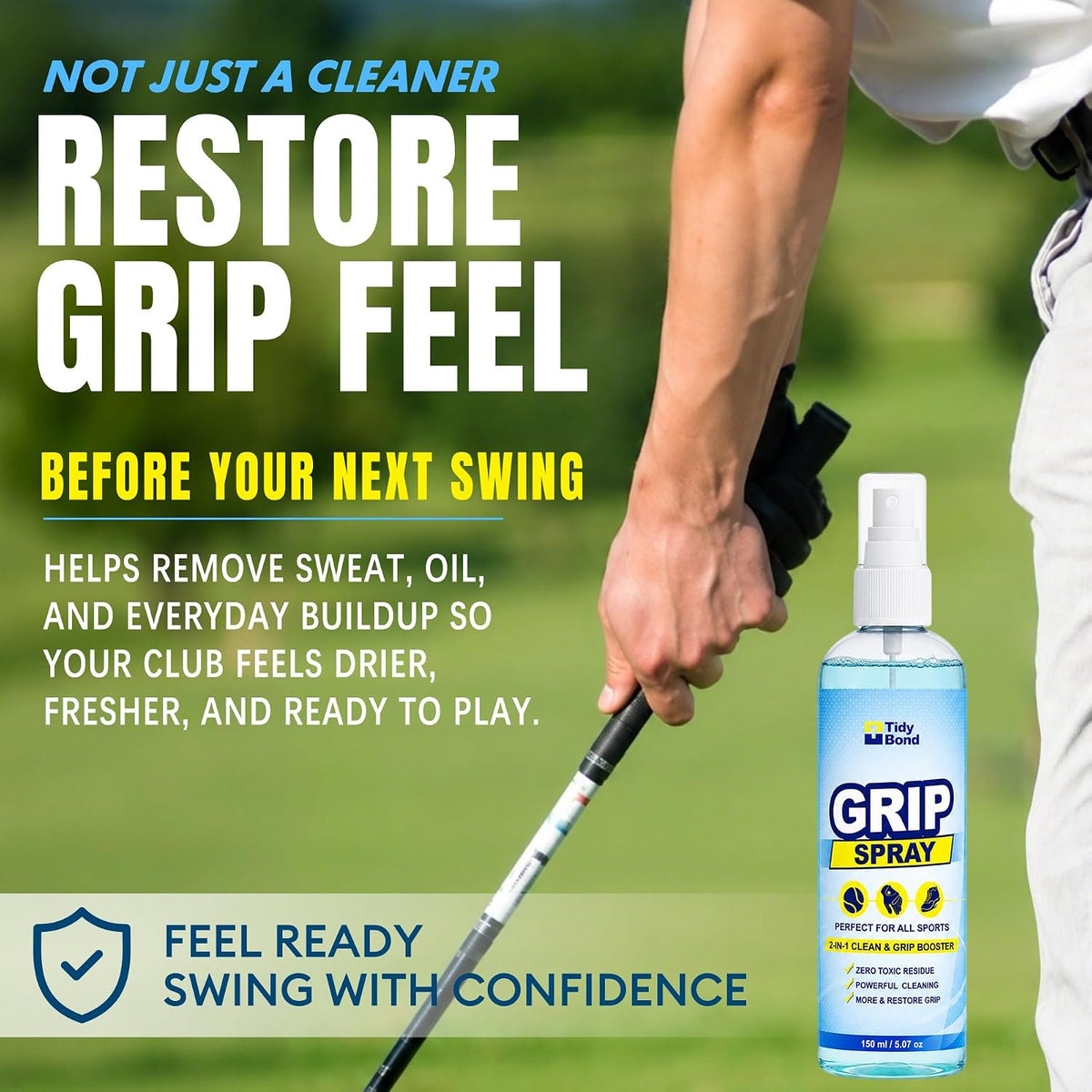 2-in-1 Grip Cleaner & Restorer, Multi-Sport Spray for Golf Club Grips, Basketball Shoes