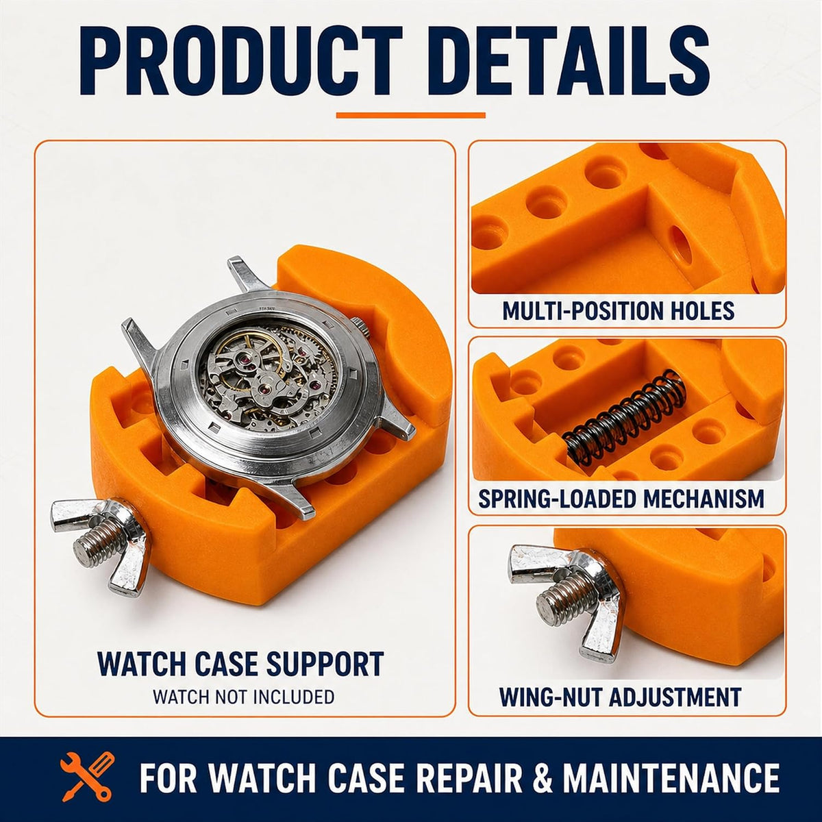 Adjustable Watch Case Holder for Battery Replacement and Repair