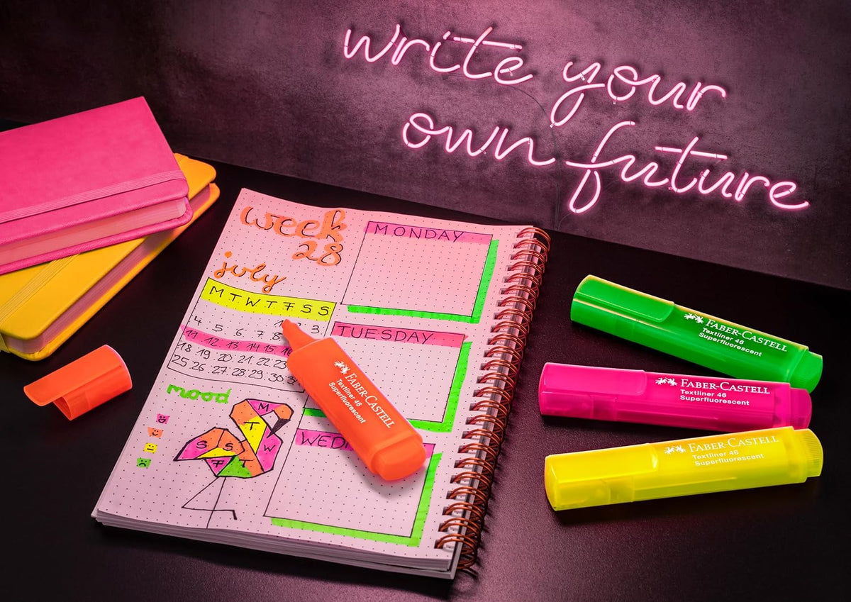 Faber-Castell Fluorescent Highlighters, 8 Neon Colors