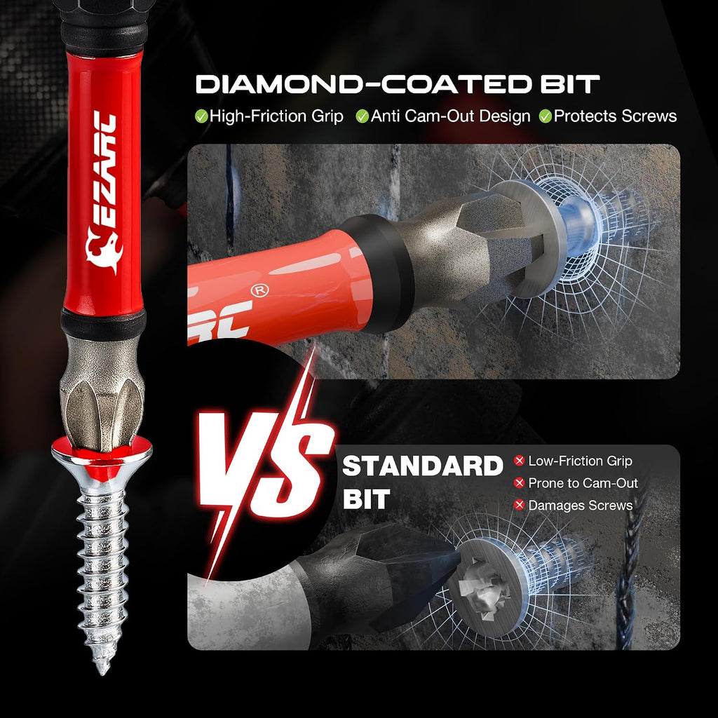 EZARC Diamond Tip Screwdriver Bit Set, 2-9/16" Anti-Slip Bits, 10PCS