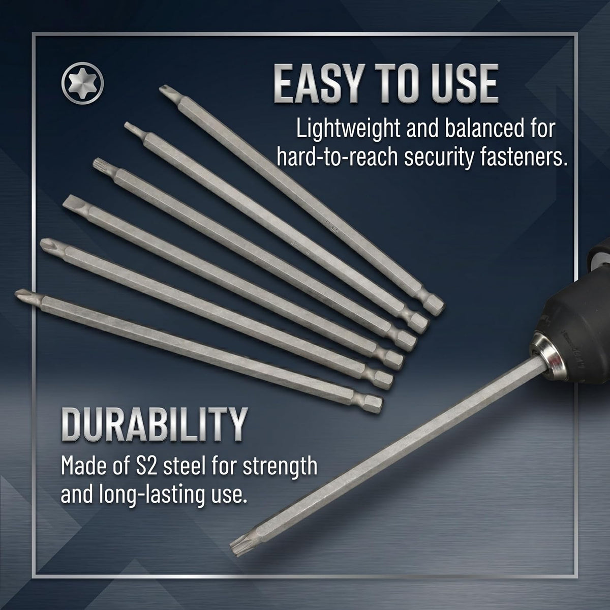 Bates- Long Screwdriver Bits, 6 Inch, 32 pcs, 1/4" Shank, S2 Steel