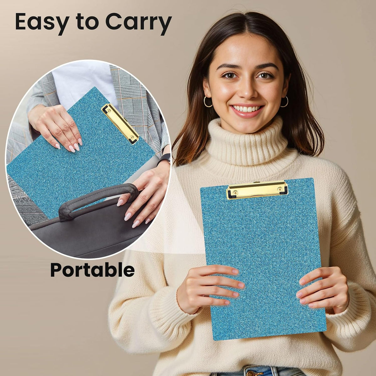Acrylic Glitter Clipboard, 8.5 x 11 Sparkly Clip Board, Blue