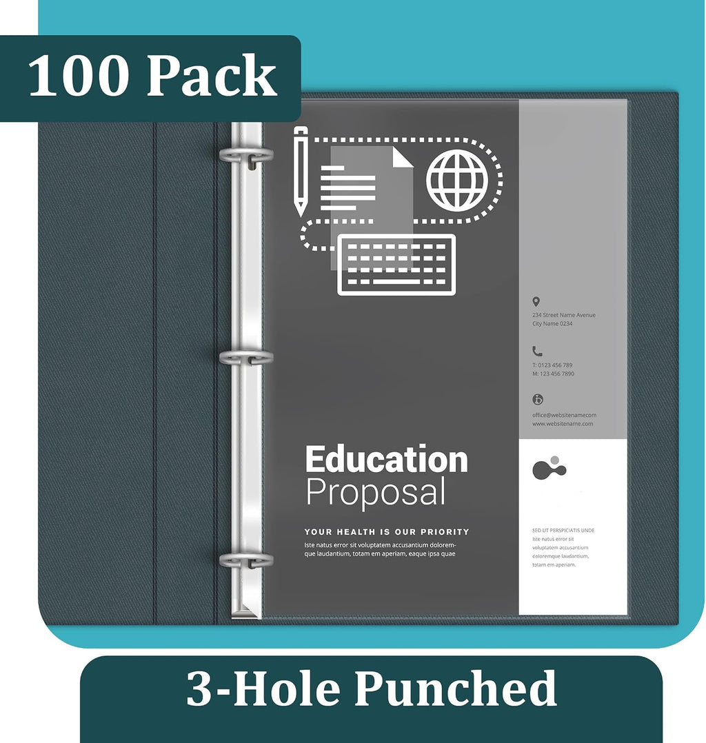 GOLD SEAL Page Protectors, 100 Pack Diamond Clear 4 Mil Heavyweight Page Protectors for 3