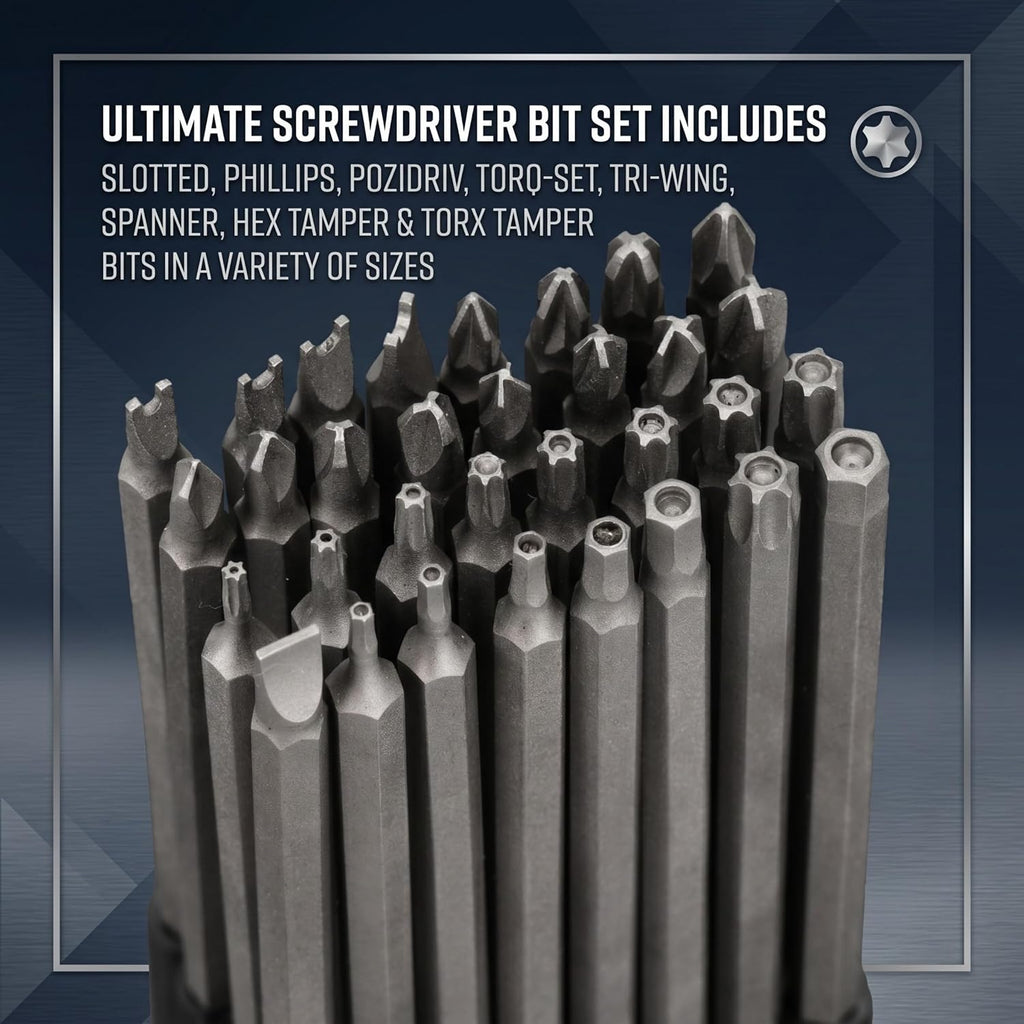Bates- Long Screwdriver Bits, 6 Inch, 32 pcs, 1/4" Shank, S2 Steel