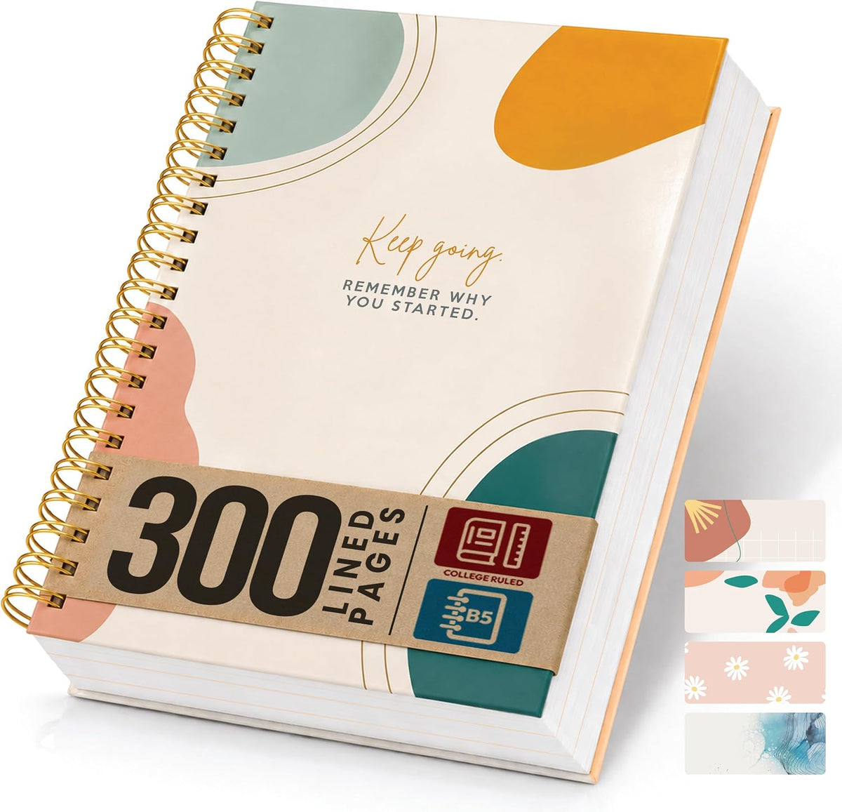 300-Page Hard Cover Notebook with Affirmations - B5 Spiral Bound