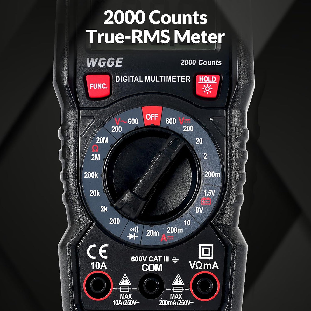 Digital Multimeter, 2000 Counts, CAT III 600V, AC/DC Voltage and DC Current