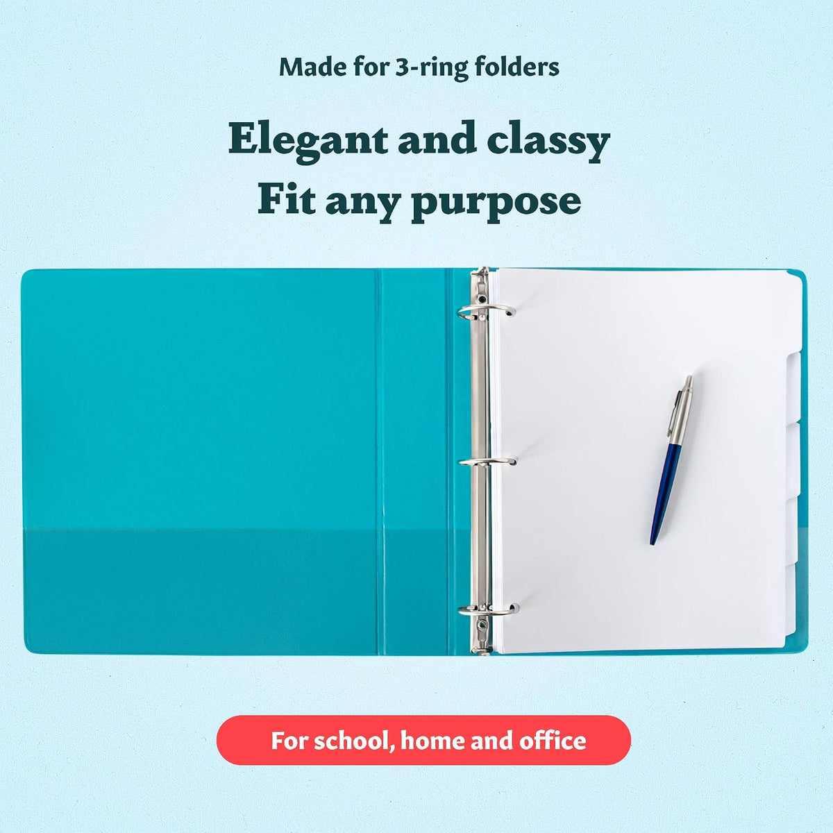 Binder Dividers with Tabs - (Set of 20) x 5 Tab Dividers for 3 Ring Binders, White