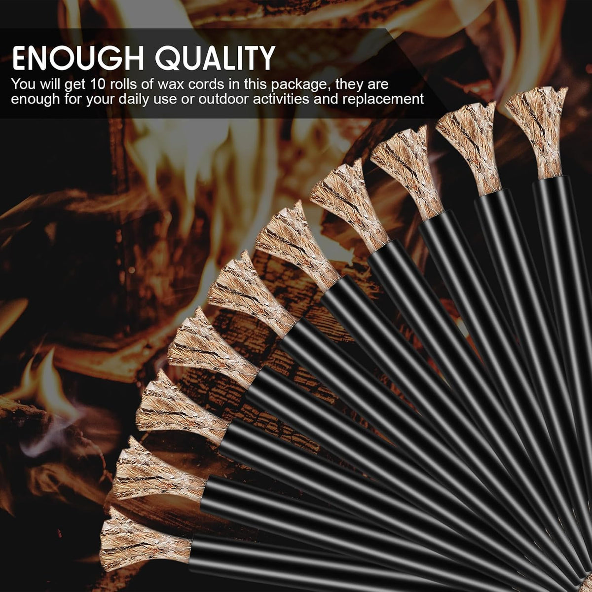 10 Pcs Tinder Fire Starter Rope with 10 Pcs Survival Wick Cord, Aluminum Sleeve Tube