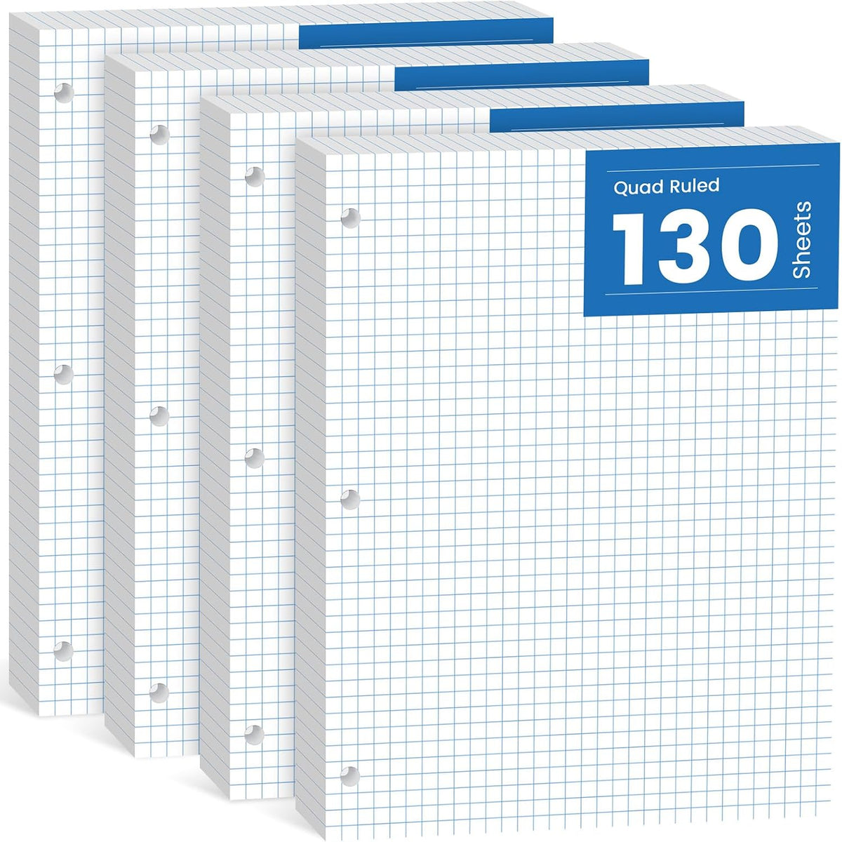 520 Sheets Graph Paper Loose Leaf 8 x 10.5, 4x4 Graph Ruled Filler Paper
