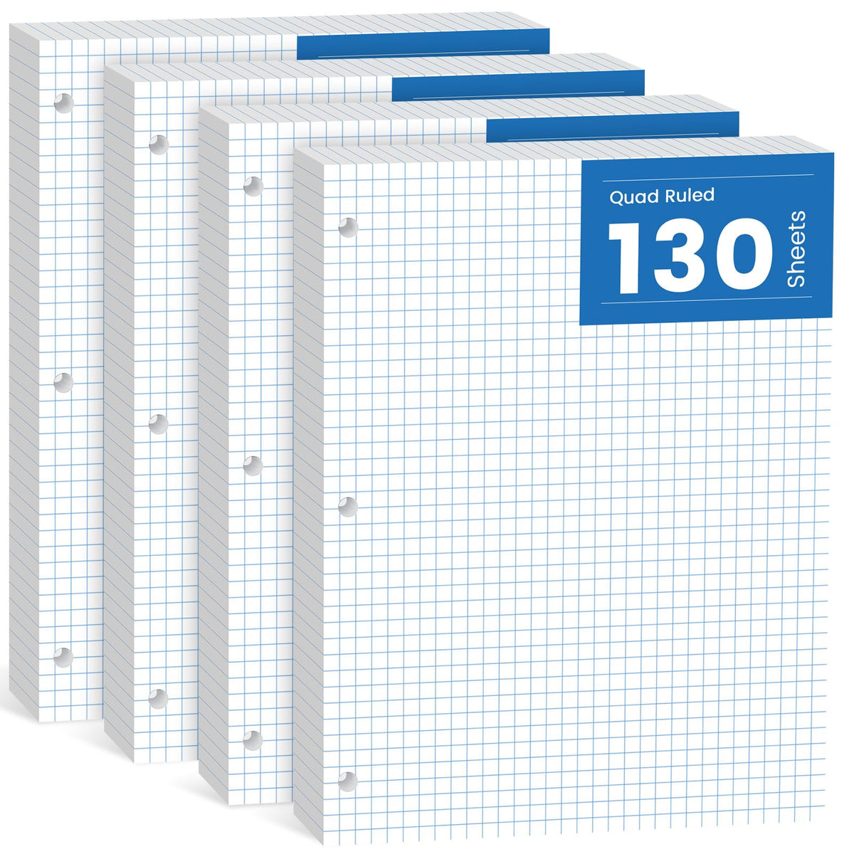 520 Sheets Graph Paper Loose Leaf 8 x 10.5, 4x4 Graph Ruled Filler Paper