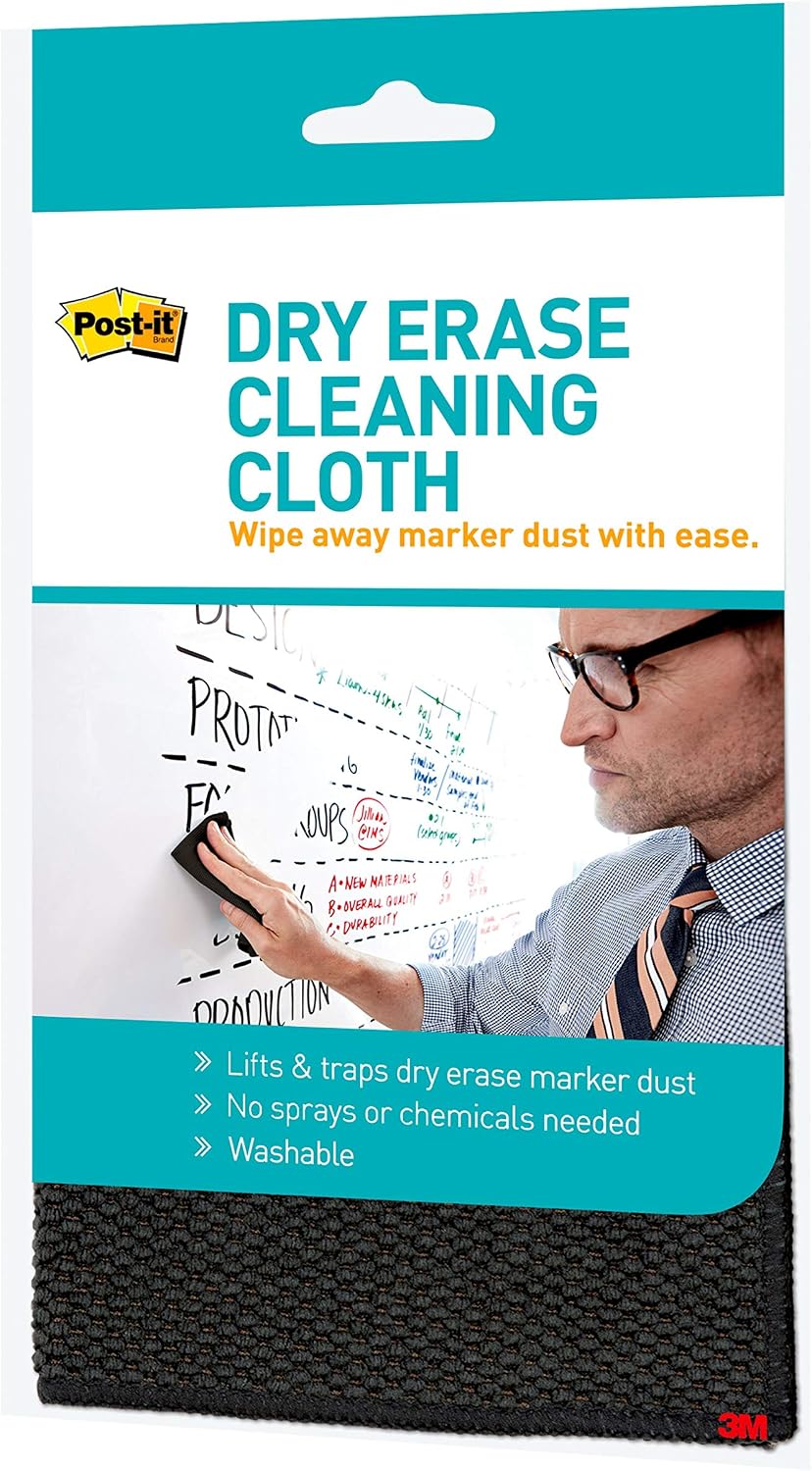 Post-it 3M Dry Erase Cleaning Cloth (MMMDEFCLOTH), 10 5/8" x 10 5/8", Grey