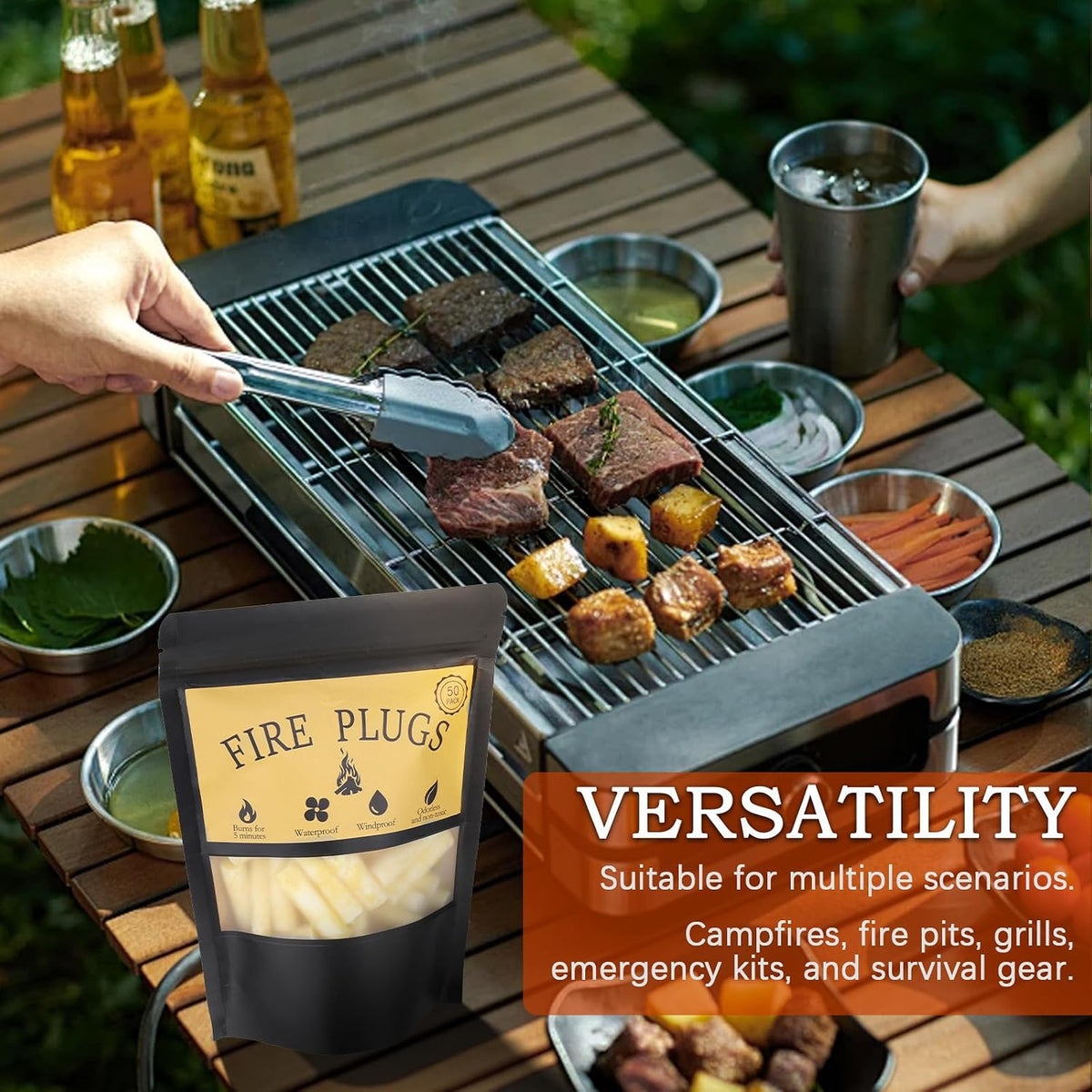 50 Pack-Fire Plugs, Weatherproof Fire Starters for Emergencies