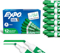 EXPO Dry Erase Markers, Low Odor Ink, Green, Chisel Tip, 12 Count - Whiteboard, Calendar