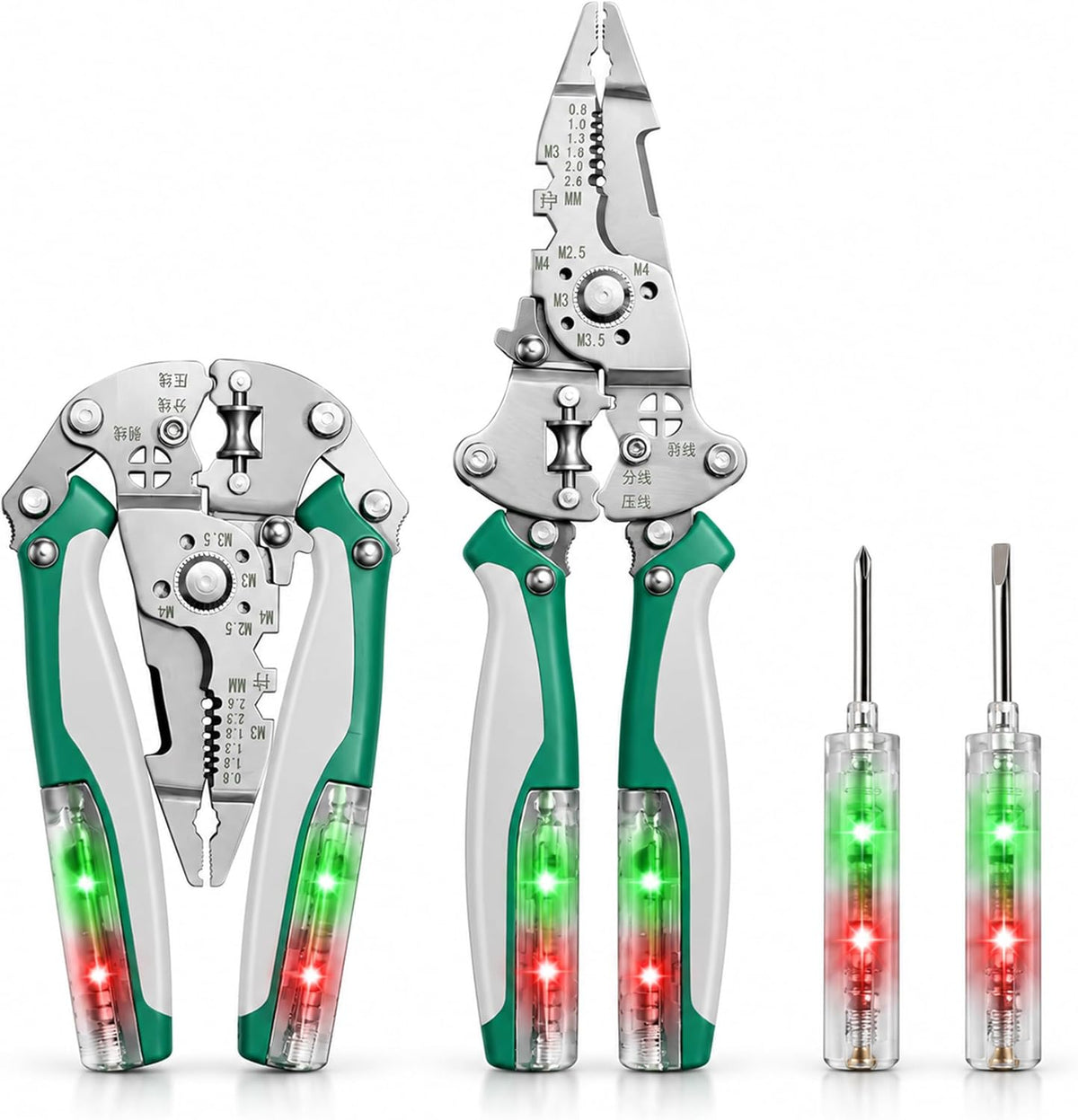 16-in-1 Foldable Wire Stripper Tool with 12-250V Voltage Tester