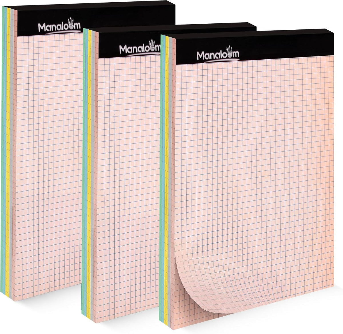 Graph Paper Pad 8.5 x 11 Inch - 3 Pack, 50 Sheets Each (150 Sheets Total) 4x4 Quad