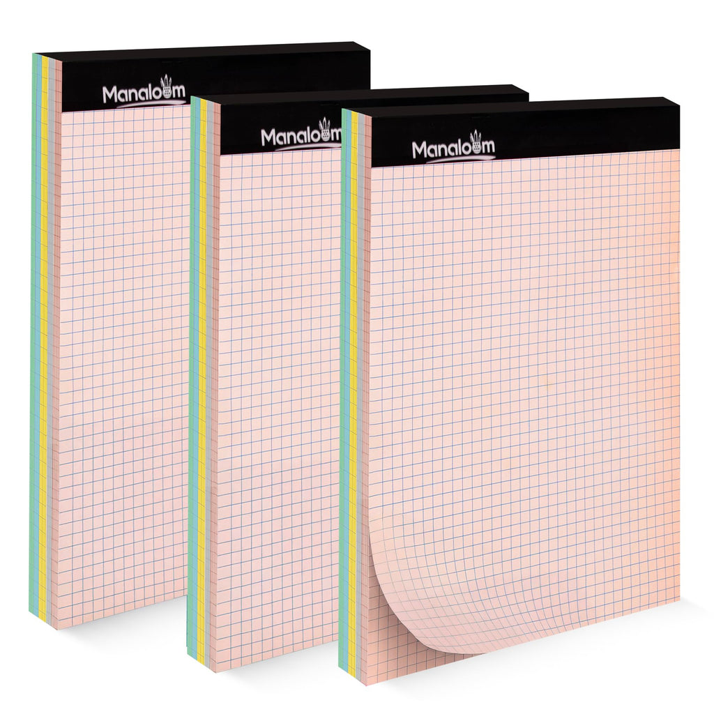 Graph Paper Pad 8.5 x 11 Inch - 3 Pack, 50 Sheets Each (150 Sheets Total) 4x4 Quad