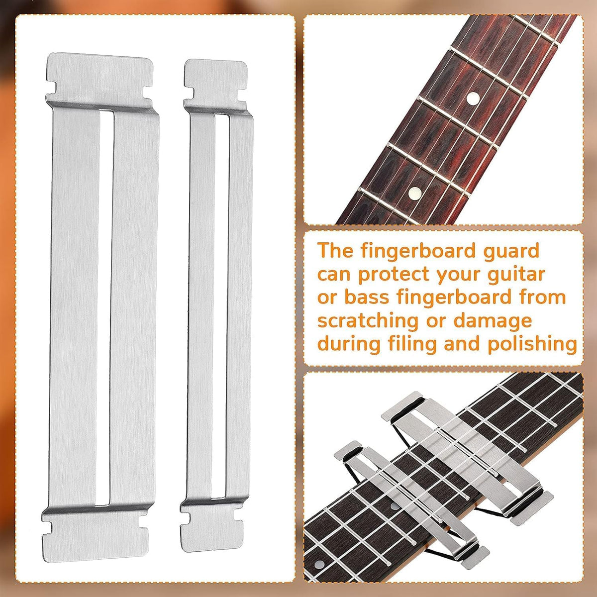 4Pcs Guitar String Spreaders + Fingerboard Guards with 8 Rubber Bands