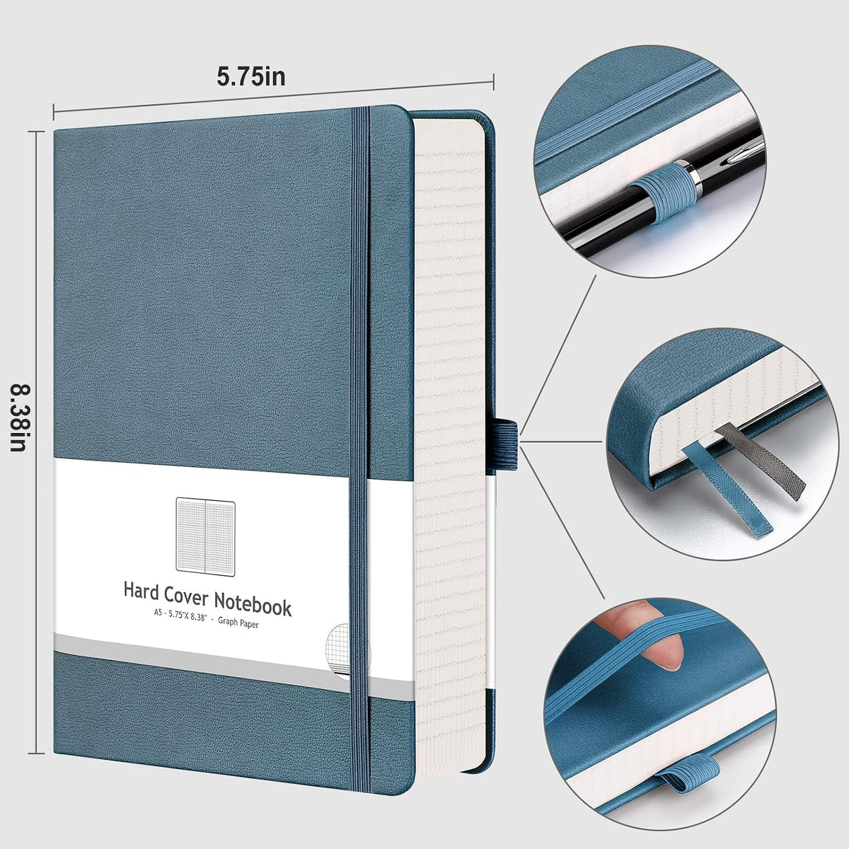 AHGXG Graph Paper Notebook, 320 Pages, A5 (5.75'' × 8.38'')