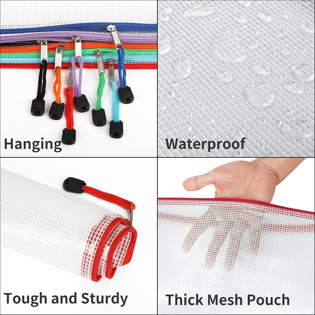 EOOUT 24pcs Mesh Zipper Pouch Bags, for Organizing Storage, Waterproof Zipper Pouches