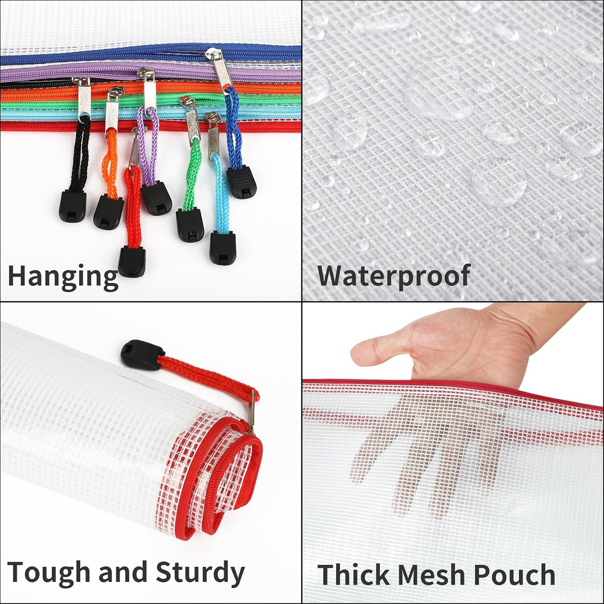 EOOUT 24pcs Mesh Zipper Pouch Bags, for Organizing Storage, Waterproof Zipper Pouches