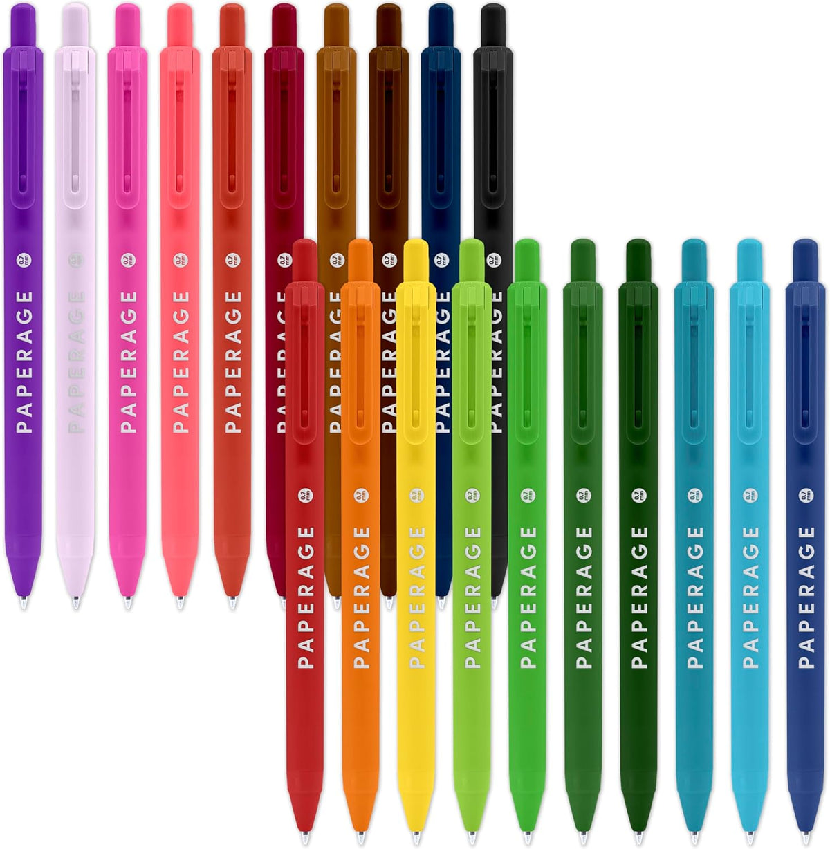 PAPERAGE Gel Pens With Retractable Medium Point (0.7mm), 20 Pack Colored Gel Pens