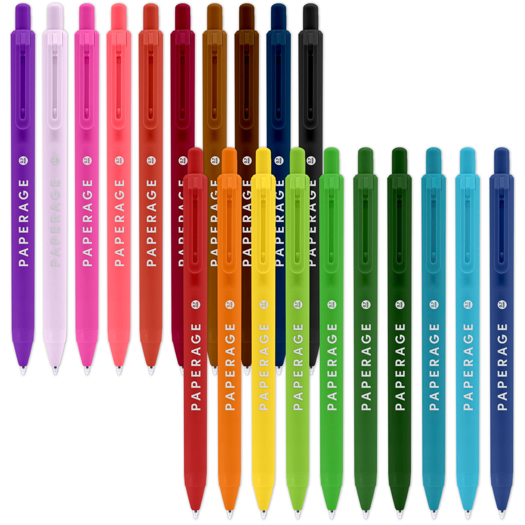 PAPERAGE Gel Pens With Retractable Medium Point (0.7mm), 20 Pack Colored Gel Pens