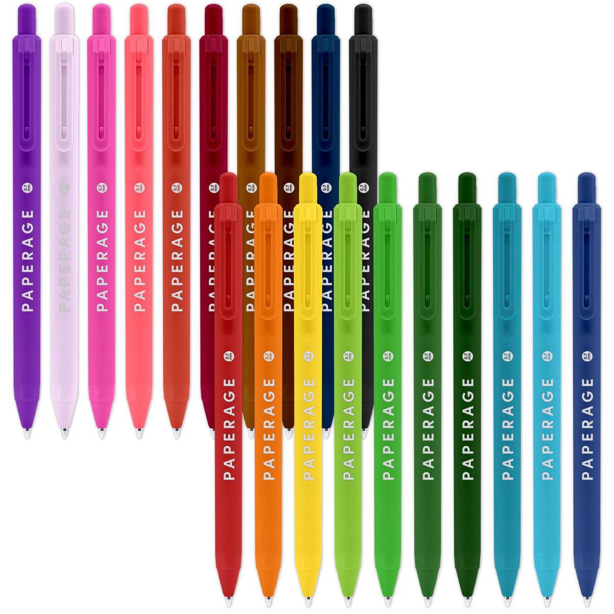 PAPERAGE Gel Pens With Retractable Medium Point (0.7mm), 20 Pack Colored Gel Pens