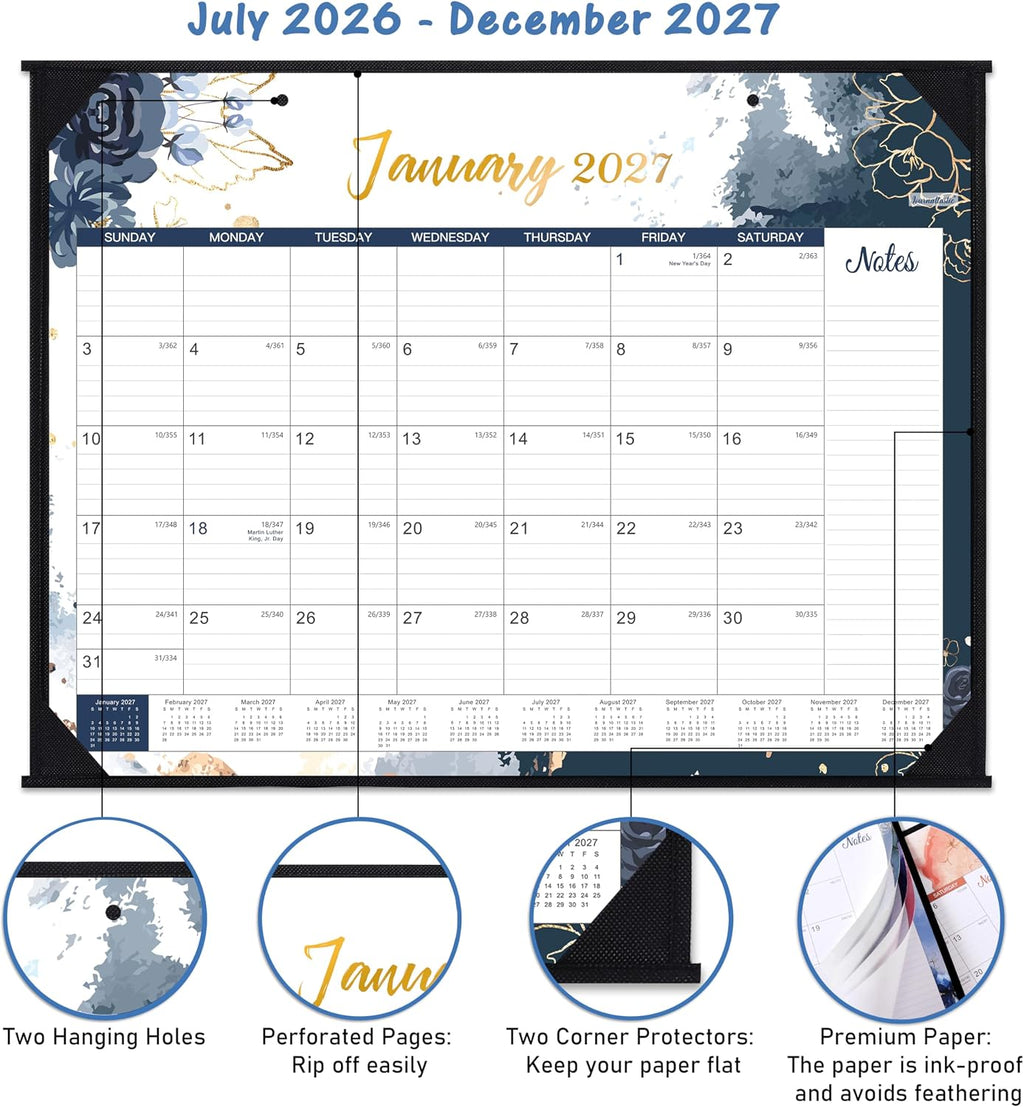 2027 Large Desk Calendar, July 2026 - December 2027, 18 Month Desk Calendar