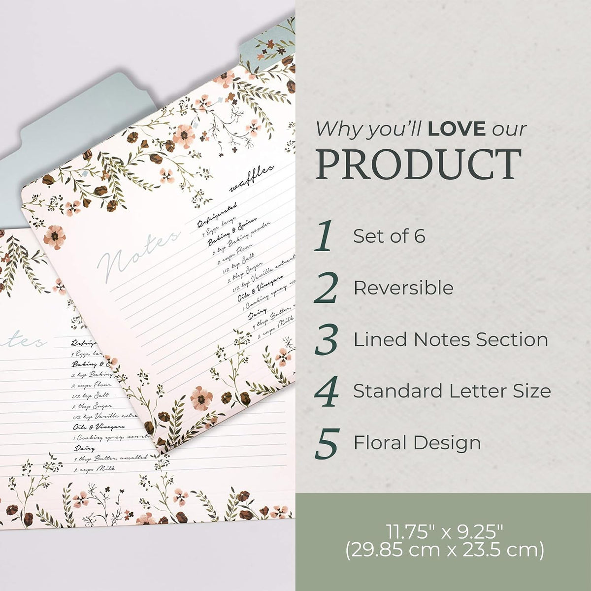 Steel Mill & Co. Set of 6 File Folders, Woodland Floral