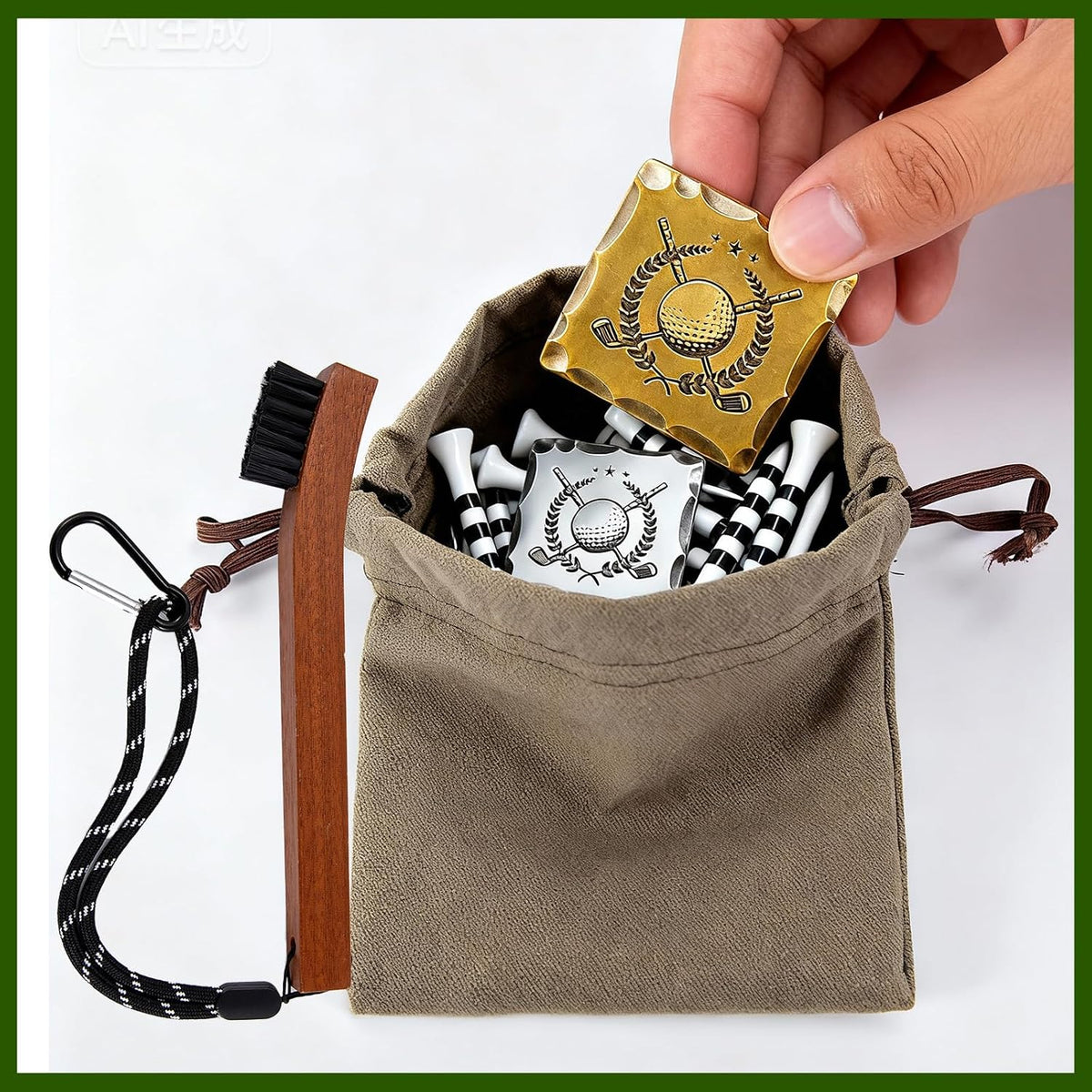 Golf Accessories Kit with Golf Tee Bag, Course Essentials