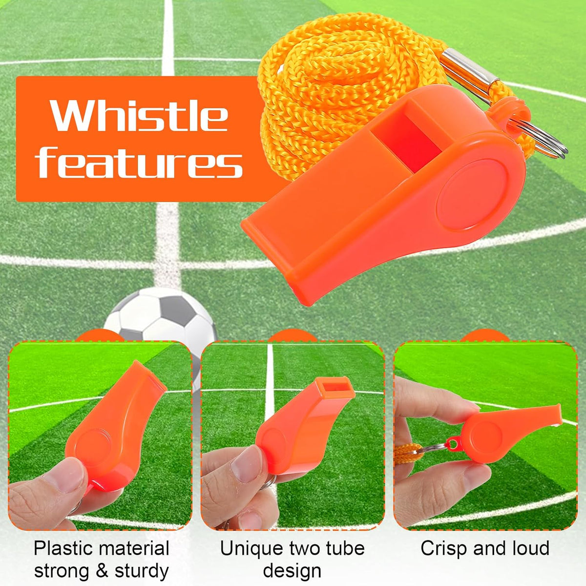 100 Pcs Whistles Bulk with Lanyard, Emergency Whistle for Adults
