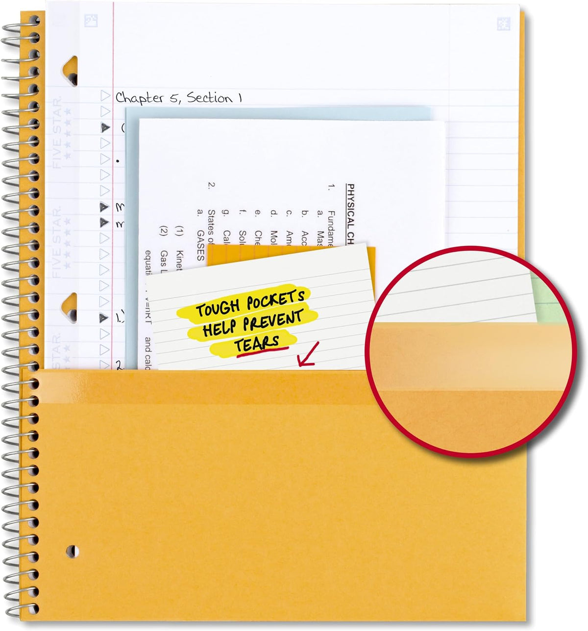 Five Star Spiral Notebook + Study App, 100 Sheets, 1 Subject, College Ruled Paper