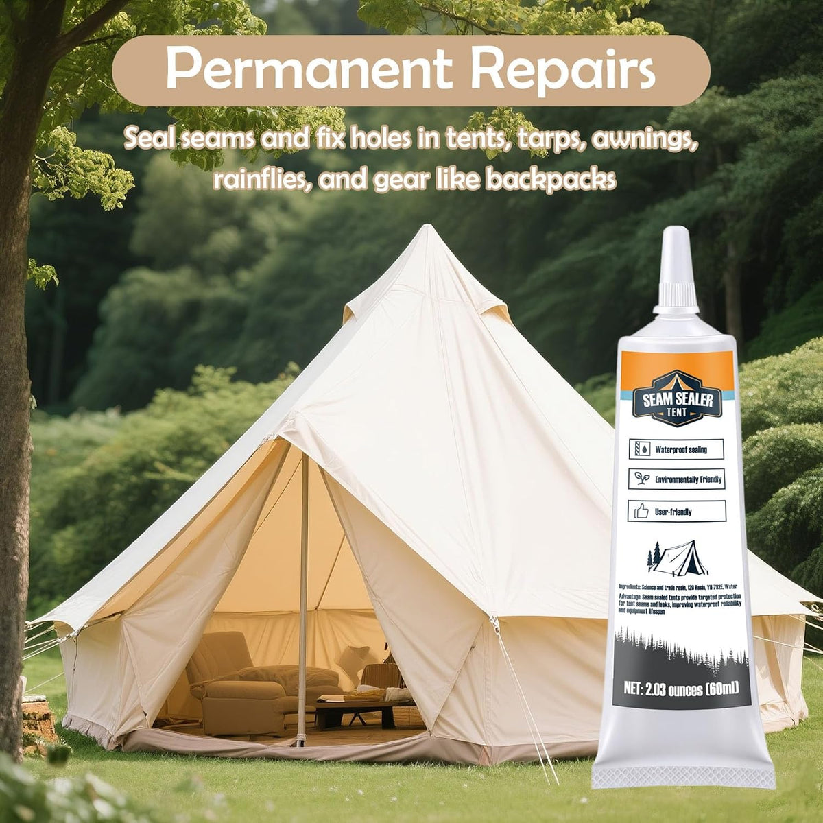 120ml Tent Seam Sealer, Repair Damaged/Seam Sealer Tent Fabric