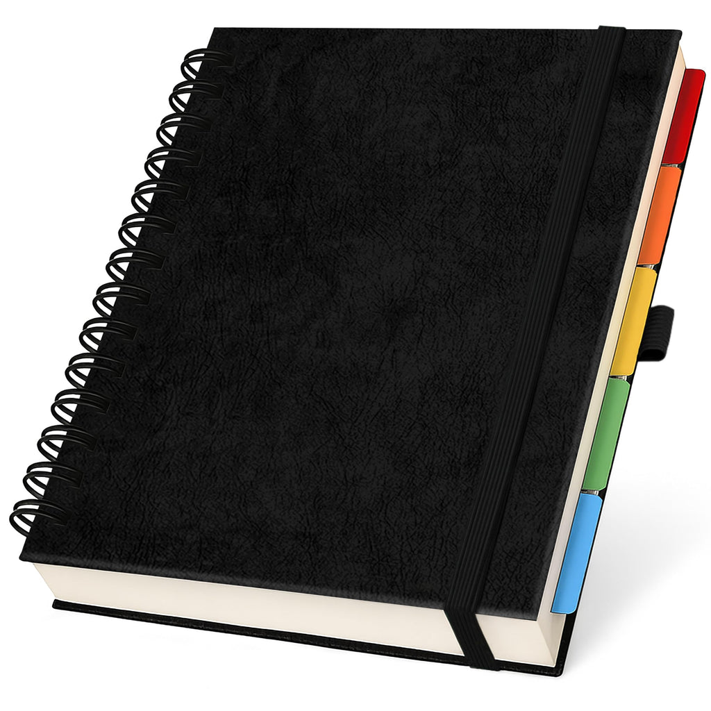 Hardcover Lined Spiral Notebook with Removable Dividers Leather Bound Green