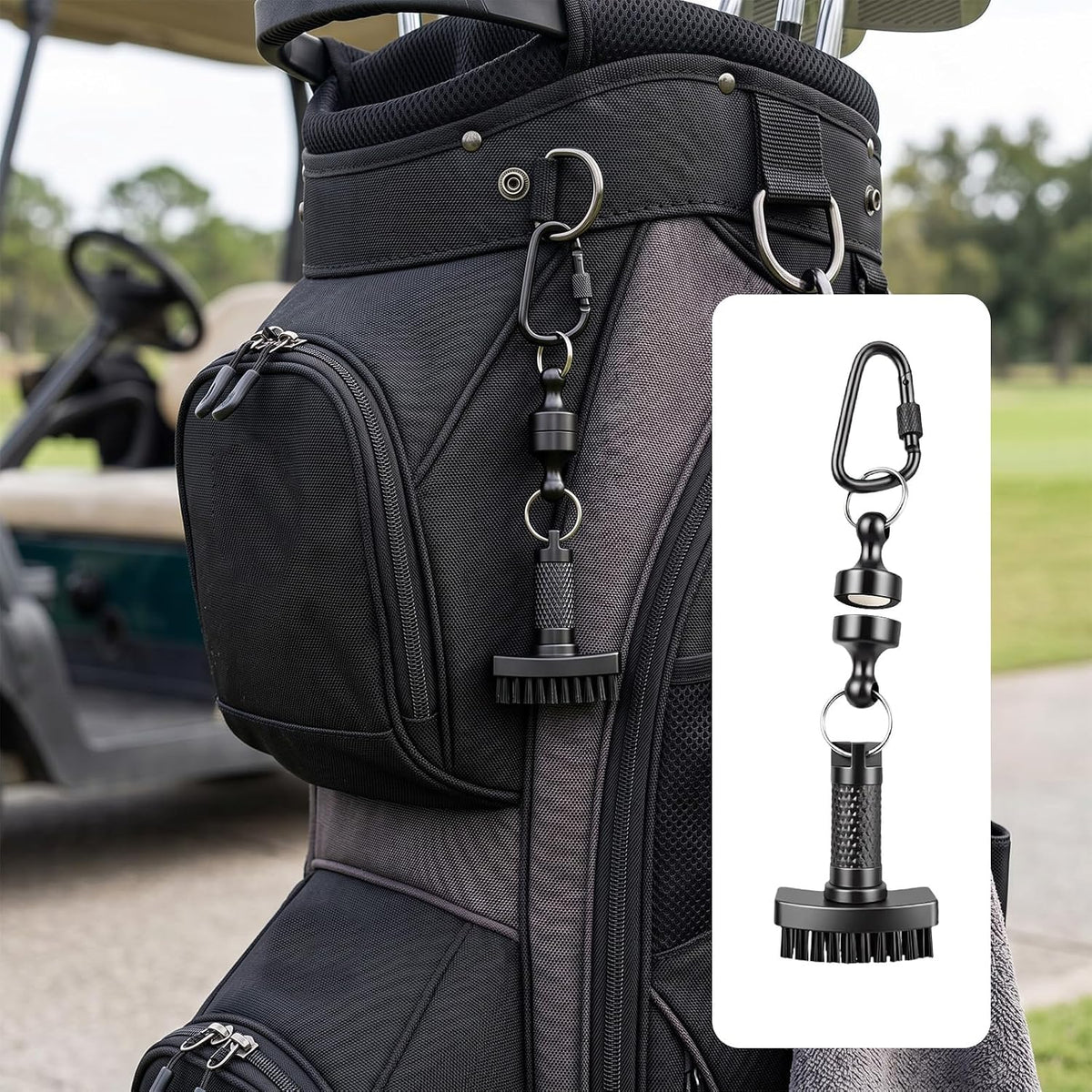 Mini Golf Club Brush, Magnetic Quick-Release Groove Cleaner, Durable Nylon Bristles