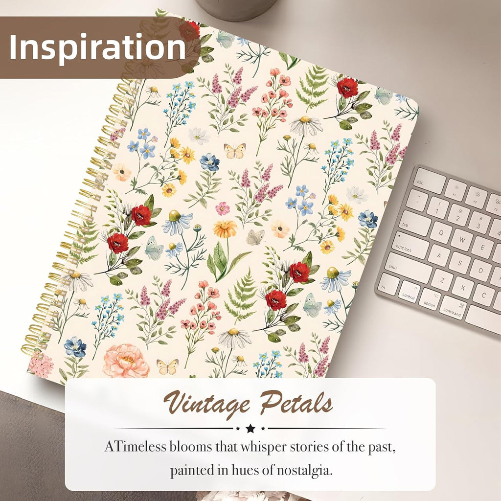 Cute Spiral Notebook 8.5 x 11 Graph Paper Journal A4, Plant Flower